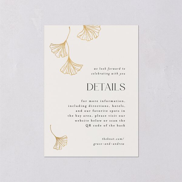 Ginkgo Leaves Wedding Enclosure Cards Gold Champagne Signature