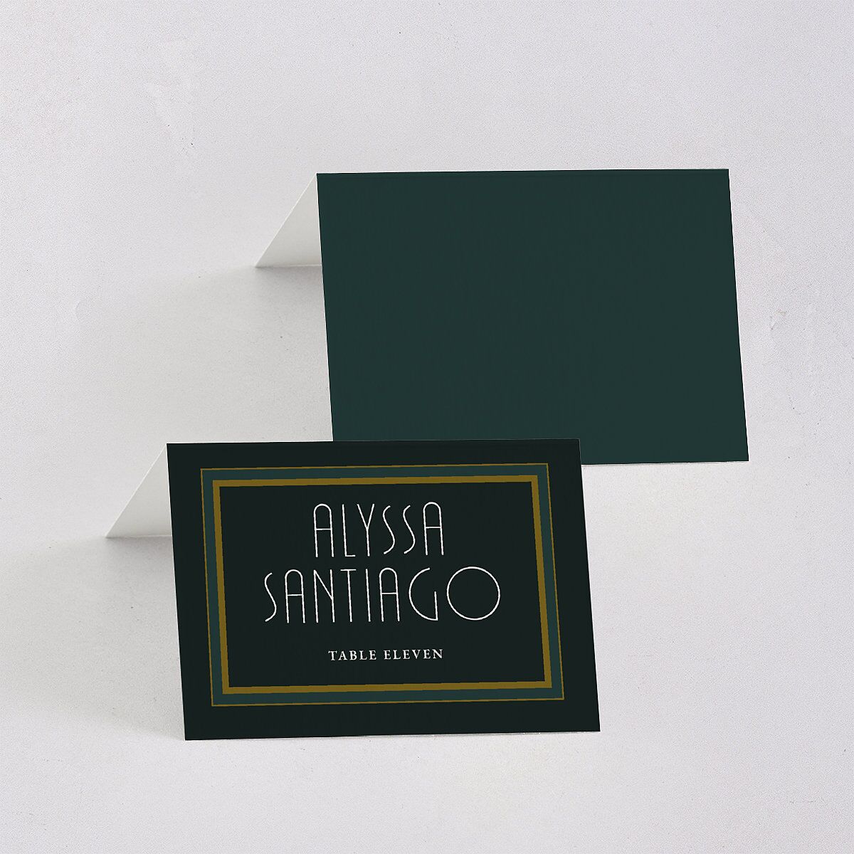 Gatsby Deco Arch Place Cards Dark Emerald Signature
