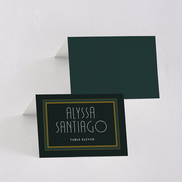 Gatsby Deco Arch Place Cards Dark Emerald Signature