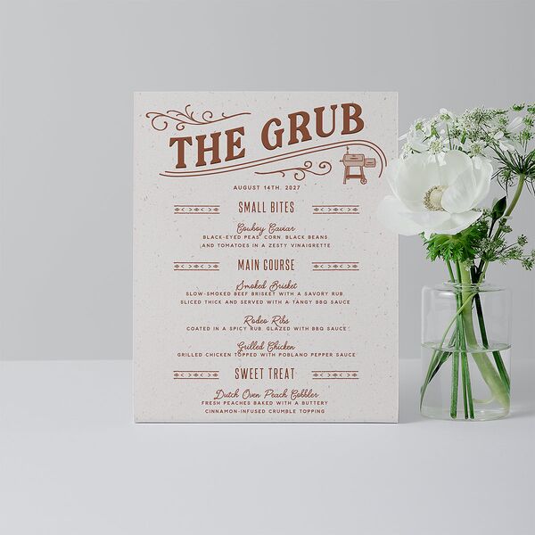 Western I Do BBQ Menu Bended Tabletop Sign X-small Saddle Standard Plastic XS Tabletop Menu