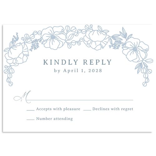 Floral Border Wedding Response Cards Dusty Blue Signature