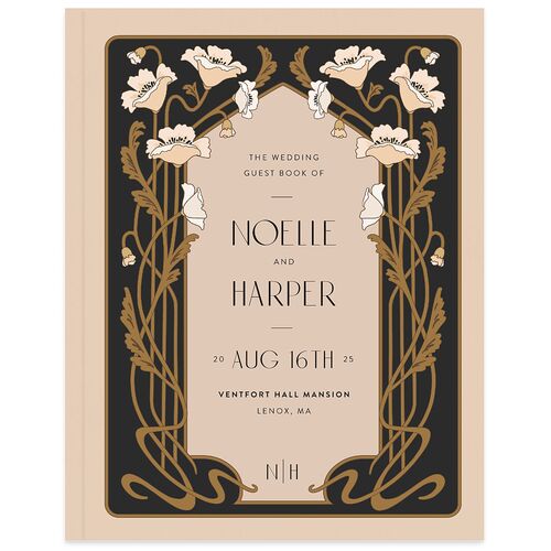 Vintage Nouveau Floral Wedding Guest Book Licorice