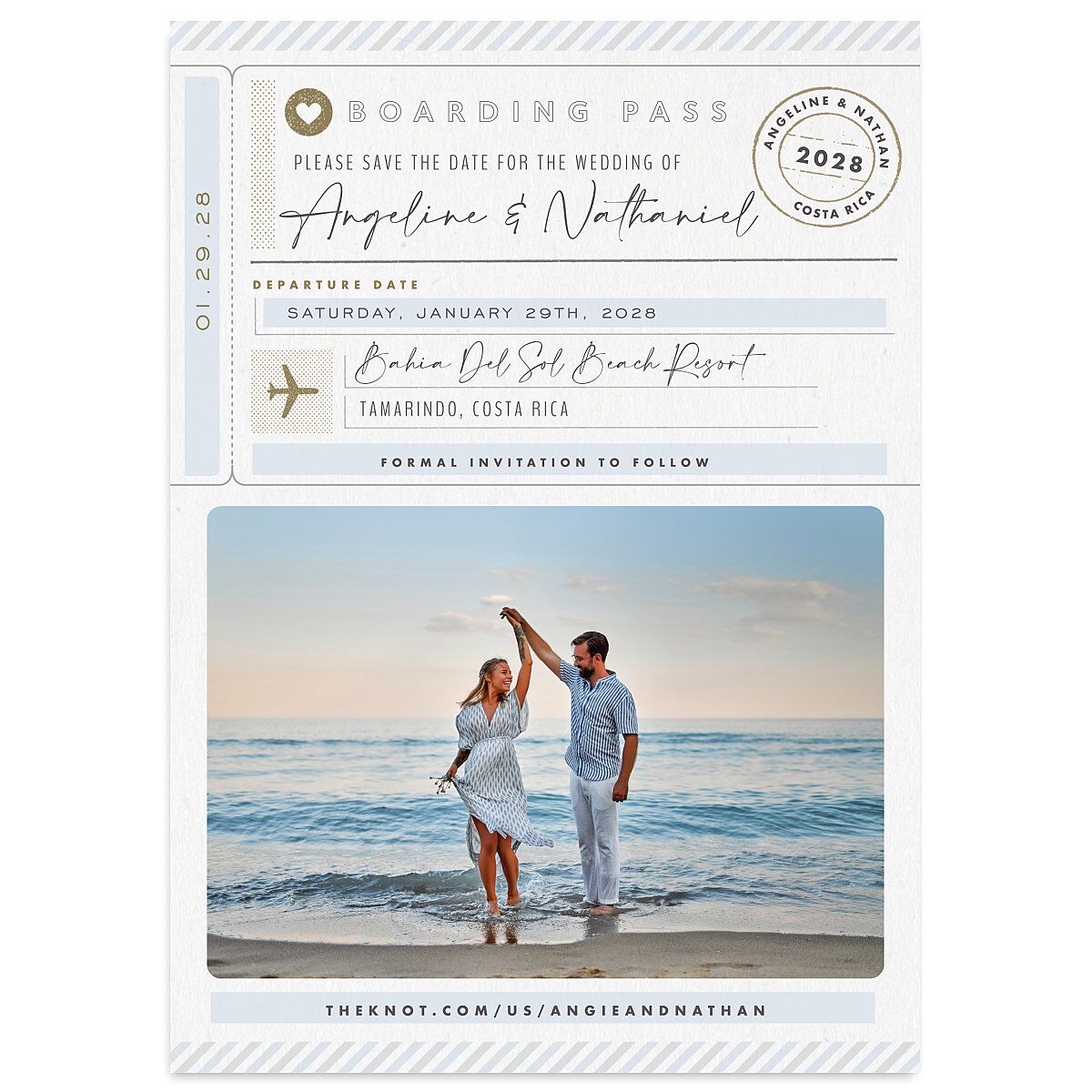 Vintage Boarding Pass Save The Date Cards