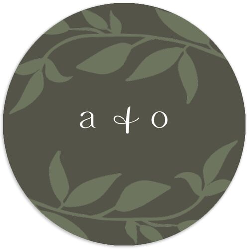 Rustic Nouveau Wedding Stickers Hunter Green Circle