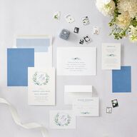 Watercolor Crest Wedding Invitations Cornflower Signature Blank No Standard