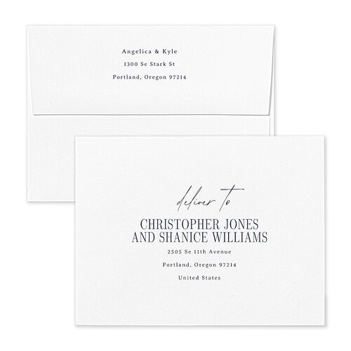 Classically Gilded Save the Date Petite Card Envelopes Navy Kraft Both Recipient and Return Addresses Signature Standard