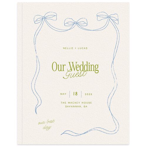 Modern Delicate Bows Guest Books Peridot
