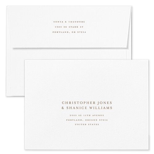 Simple Rustic Fall Leaf Wedding Invitation Envelopes White Pure White Both Recipient and Return Addresses Standard Signature