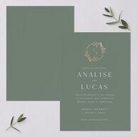 Monogram Leaves Wedding Invitations Gold Eucalyptus Signature Blank No Standard