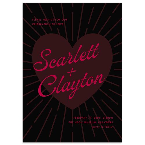Modern Retro Hearts Wedding Invitations Midnight Signature Blank No Standard