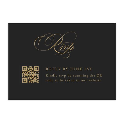 Vintage Flourish QR Code RSVP Cards Charcoal Signature Standard