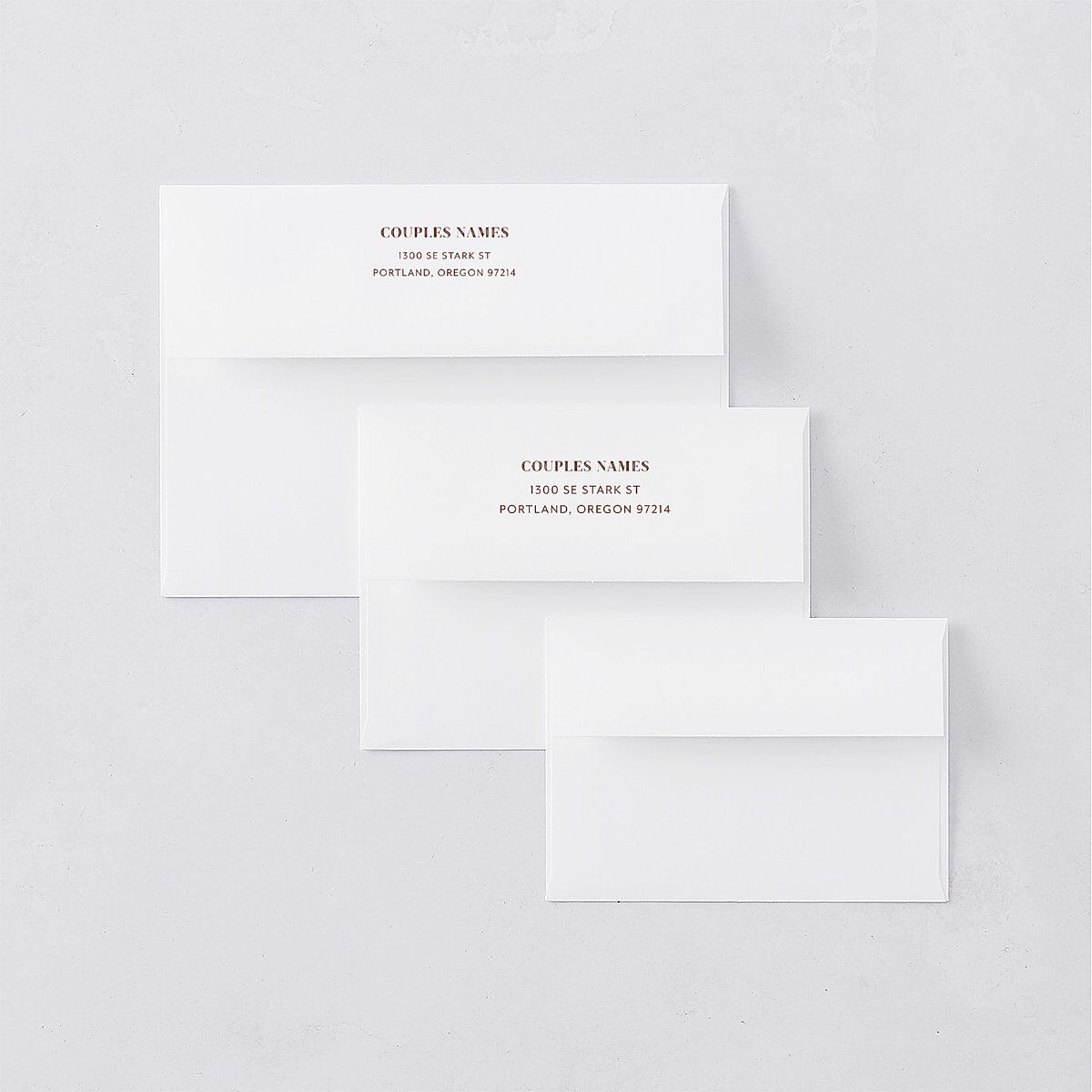 Bronze Floral Frame Save The Date Card Envelopes White Standard Ivory Both Recipient and Return Addresses Signature