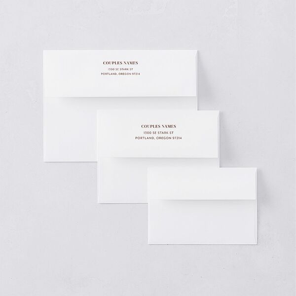 Bronze Floral Frame Save The Date Card Envelopes White Standard Ivory Both Recipient and Return Addresses Signature