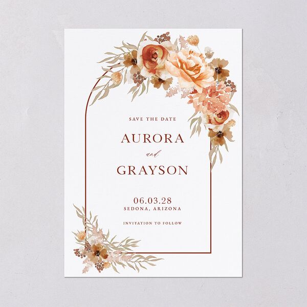Bohemian Arch Save The Date Cards Copper Signature smooth Blank No Standard