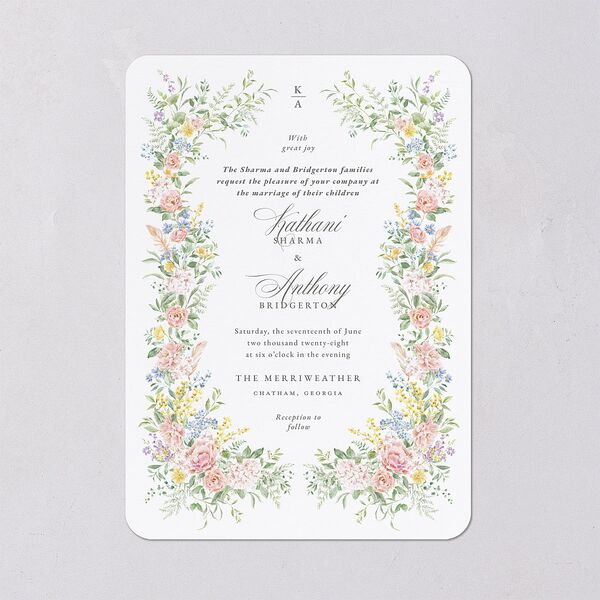 Glamorous Regency Garden Wedding Invitations by Bridgerton Sage Signature Blank No Rounded
