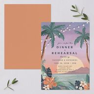 Vintage Island Rehearsal Dinner Invitations Rose Gold Signature Blank Standard