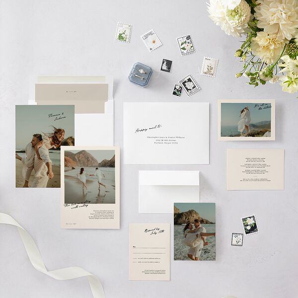 Vintage Film Photo Wedding Invitations Sand Signature Blank No Standard