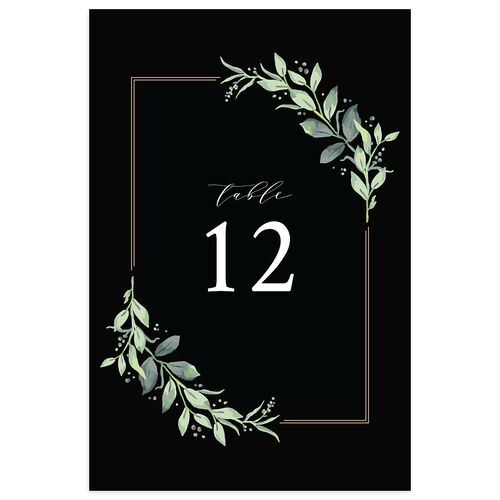 Classic Greenery Table Numbers Midnight Signature