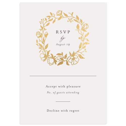 Delicate Vines Foil Wedding Response Cards Gold Eggplant Signature Standard