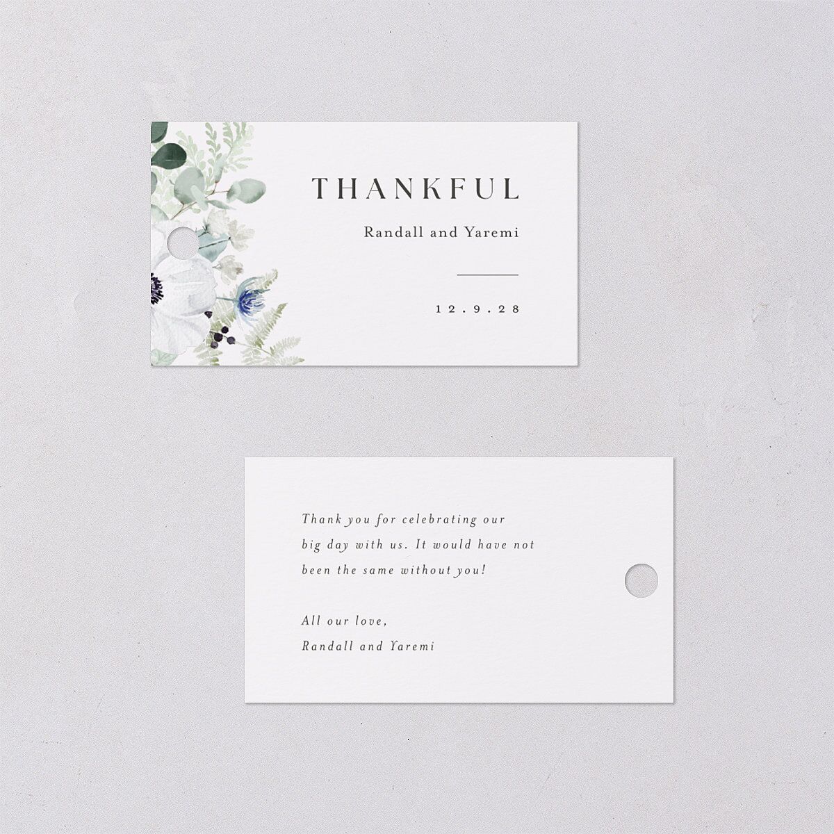 Elegant Anemone Favor Gift Tags Ice Blue Signature