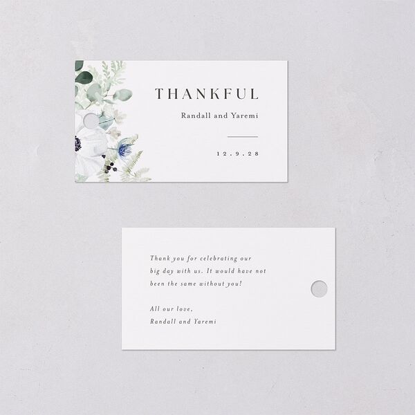 Elegant Anemone Favor Gift Tags Ice Blue Signature