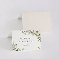 Gilded Fern Frame Botanical Place Cards Gold Linen Signature