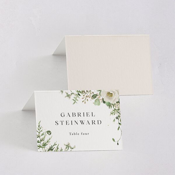 Gilded Fern Frame Botanical Place Cards Gold Linen Signature