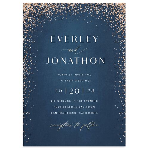 Sparkling Romance Wedding Invitations Moody Blue Signature Blank No Standard
