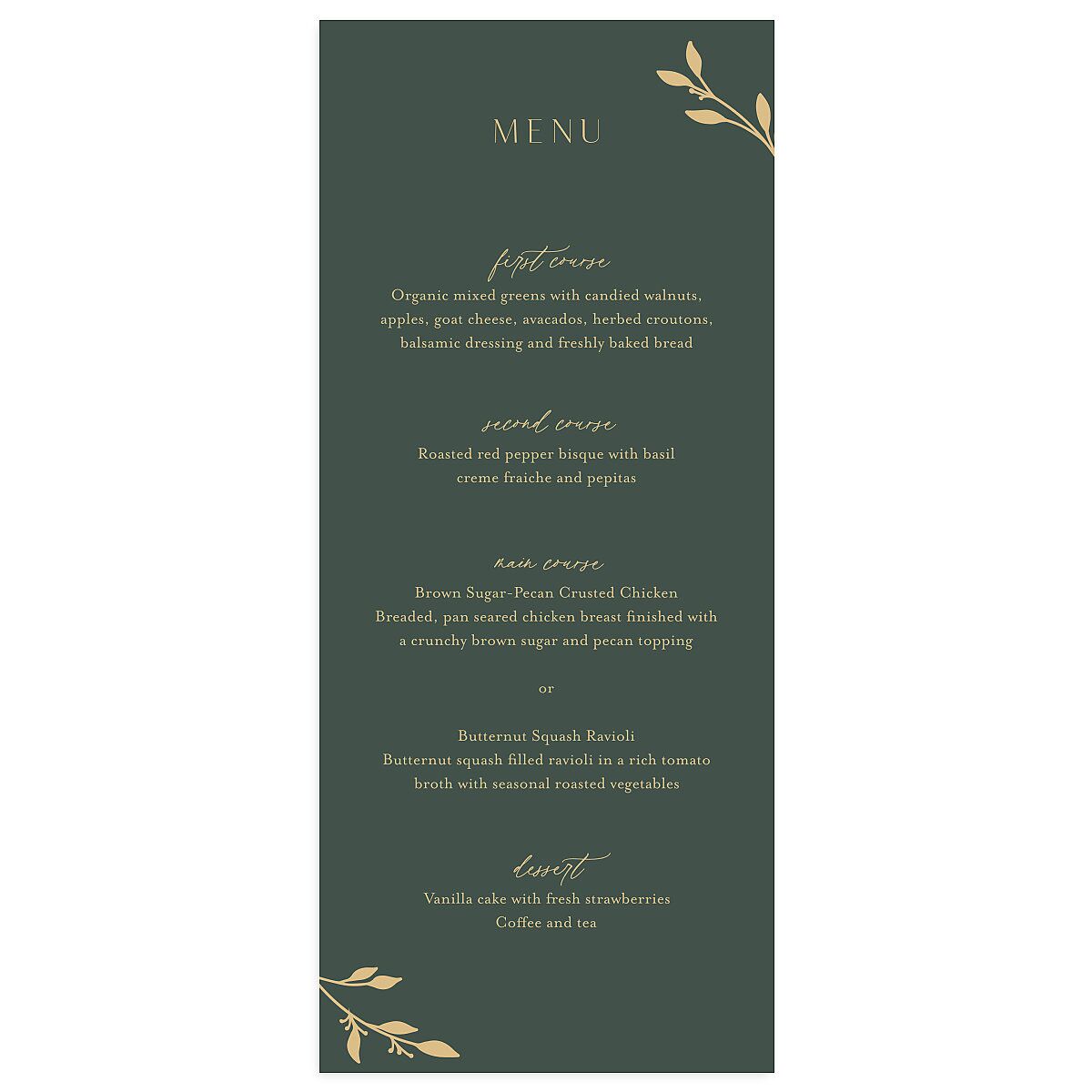 Gilded Sprigs Menus