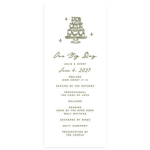 Hand Drawn Cake Wedding Programs Dark Camo Signature