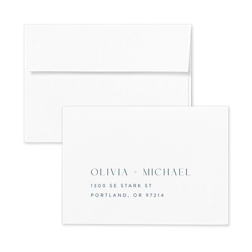 Bar Accent Wedding Response Card Standard Envelopes White Pastel Blue Return Address Signature Standard
