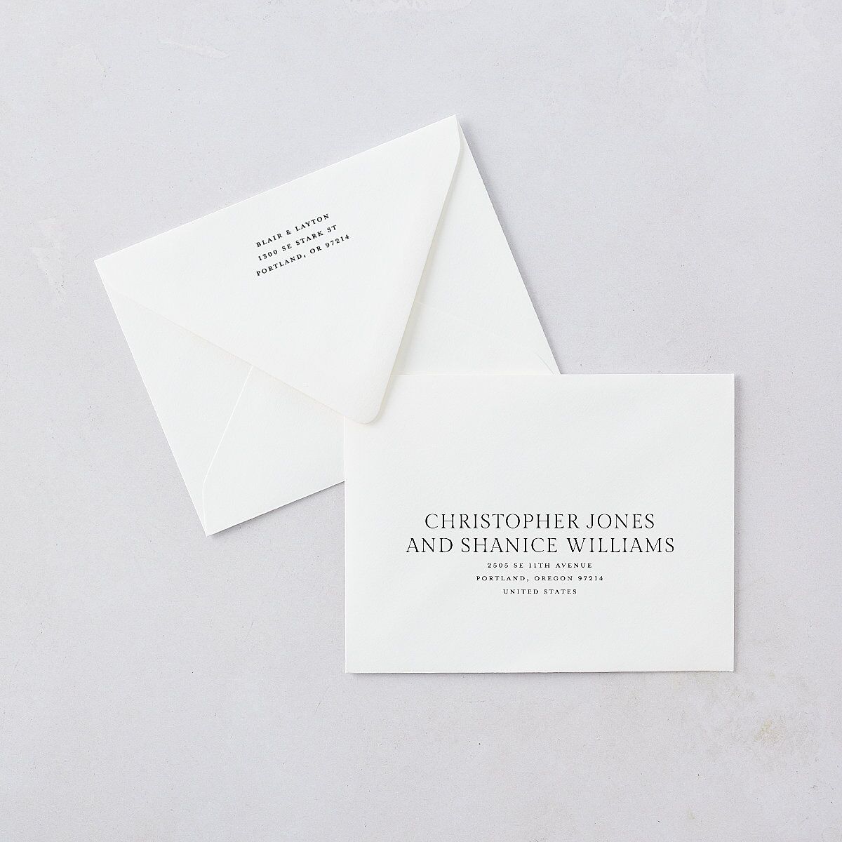 Elegant Photo Apex Thank You Card Euro Envelopes White Pure White Both Recipient and Return Addresses Luxe Signature