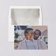 Striking Portrait Save the Date Cards Pure White Signature smooth Blank No Standard