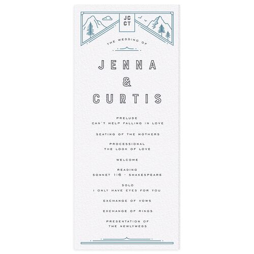 Iconic Mountain Wedding Programs Navy Signature