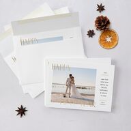 Joyous New Year Holiday Cards Gold Pure White Signature Blank Landscape Standard