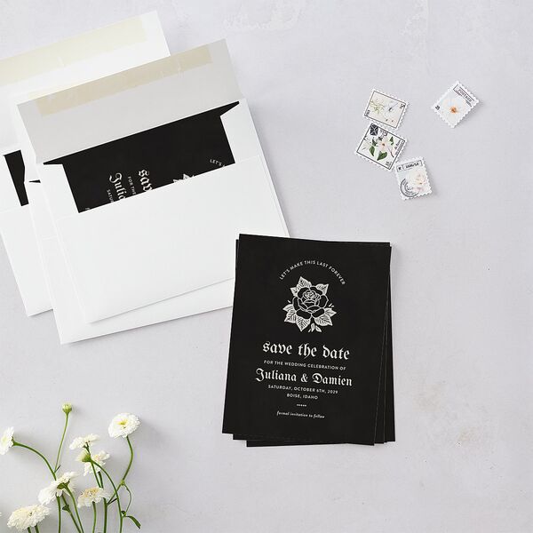 Moody Gothic Rose Save the Date Petite Cards Midnight Signature smooth Blank No Standard
