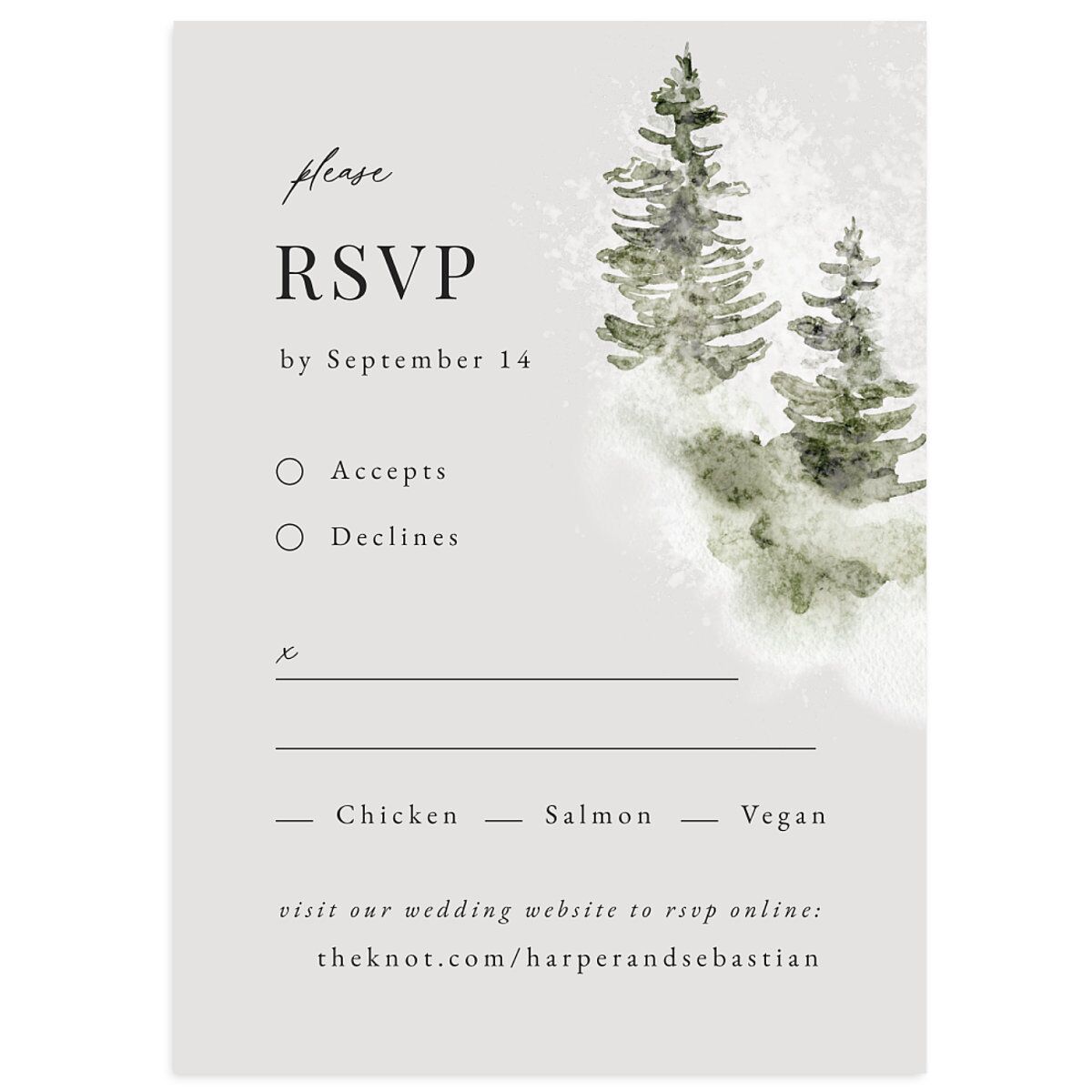 Snowy Mountainside Wedding Response Cards