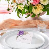 Bohemian Bouquet Foil Place Cards Gold Plum Signature
