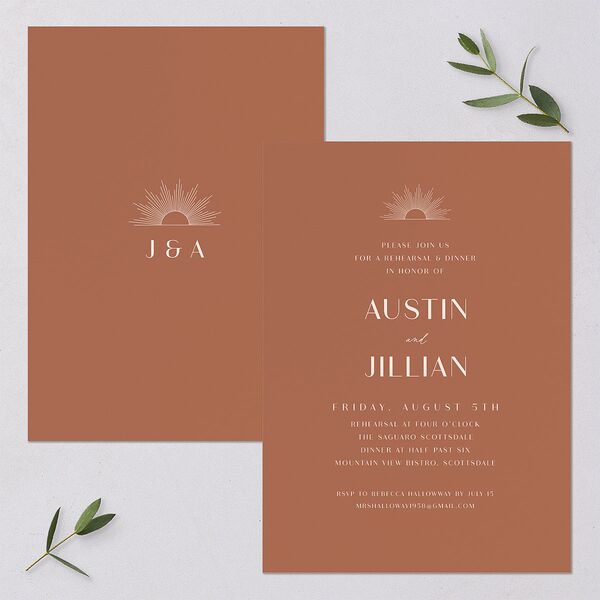 Modern Romantic Rehearsal Dinner Invitations Chestnut Signature Blank