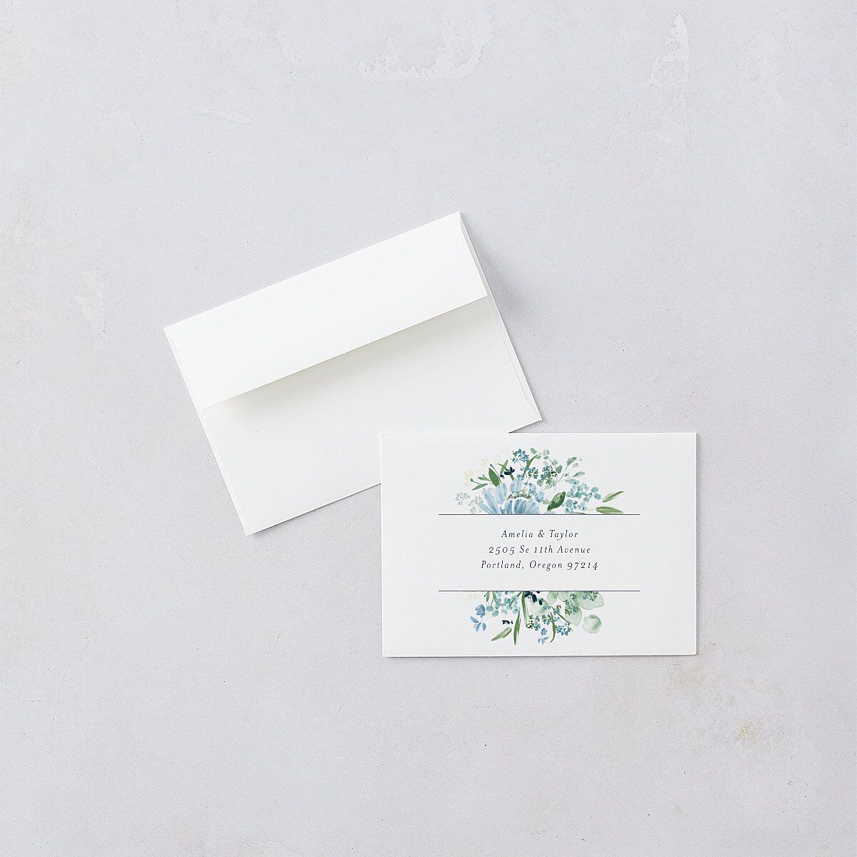 In Bloom Wedding Response Cards Moody Blue Signature Standard