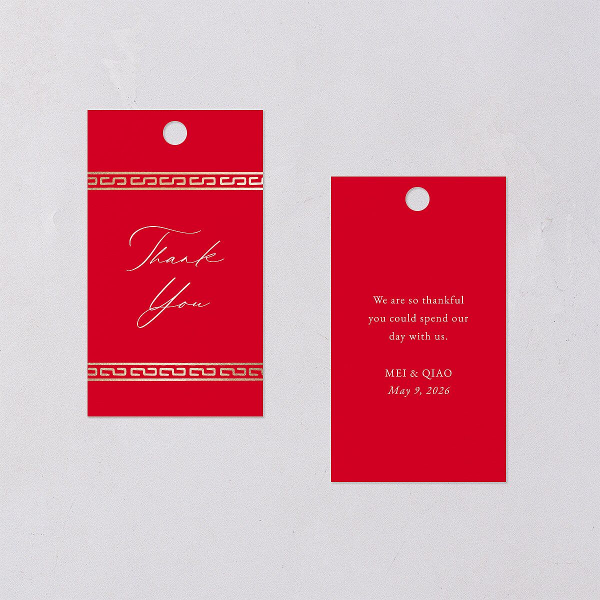 Double Happiness Favor Gift Tags Gold Scarlet Signature