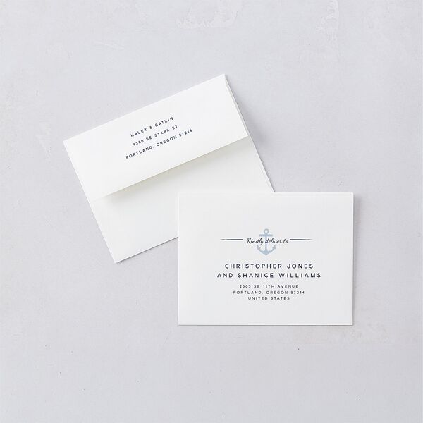 Vintage Nautical Thank You Card Envelopes White French Blue Both Recipient and Return Addresses Signature Standard