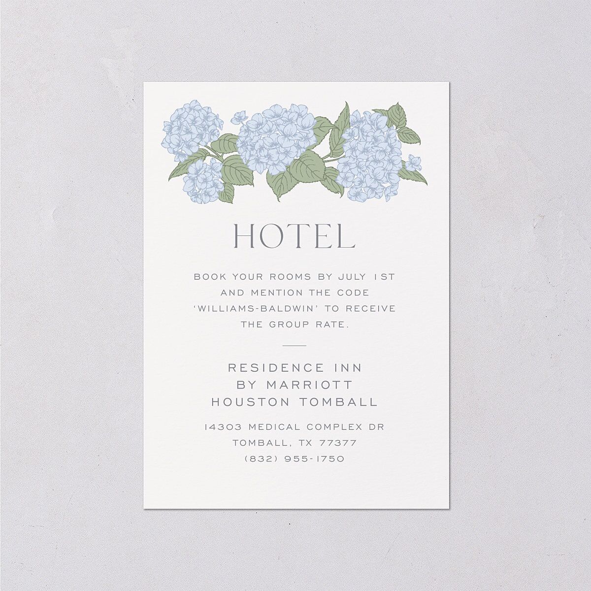 Vintage Hydrangea Frame Wedding Enclosure Cards Dusty Blue Signature Standard