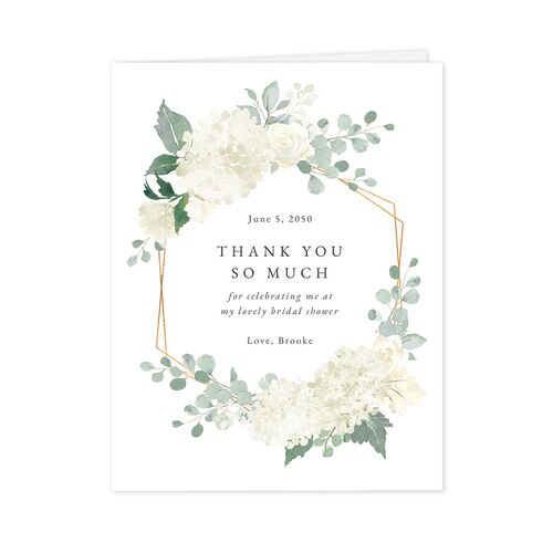 Elegant Hydrangea Bridal Shower Thank You Cards Off-White