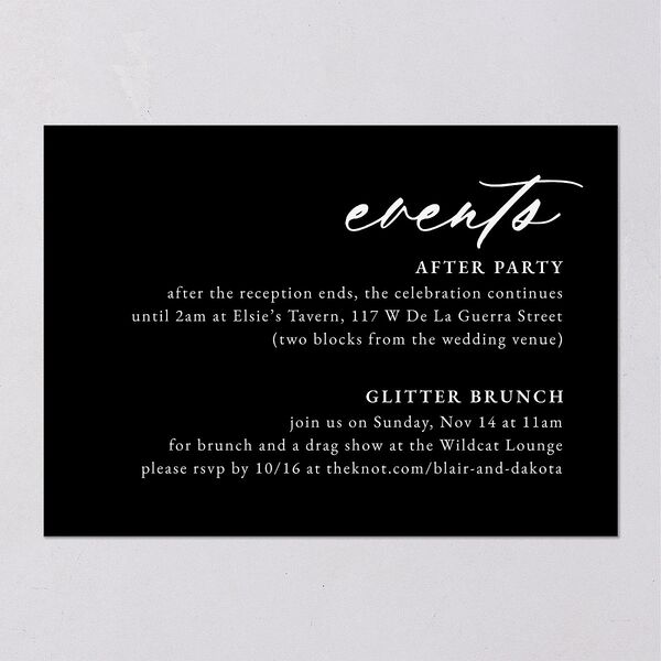 Vertical Names Wedding Itinerary Cards Licorice Signature Itineraries