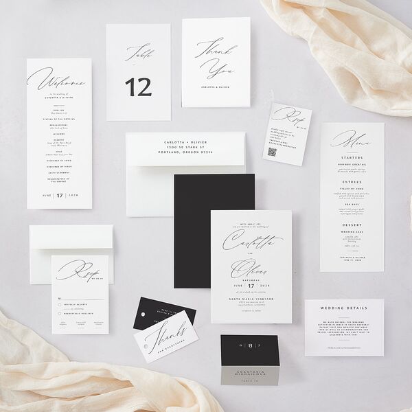 Simply Classic Place Cards Charcoal Signature