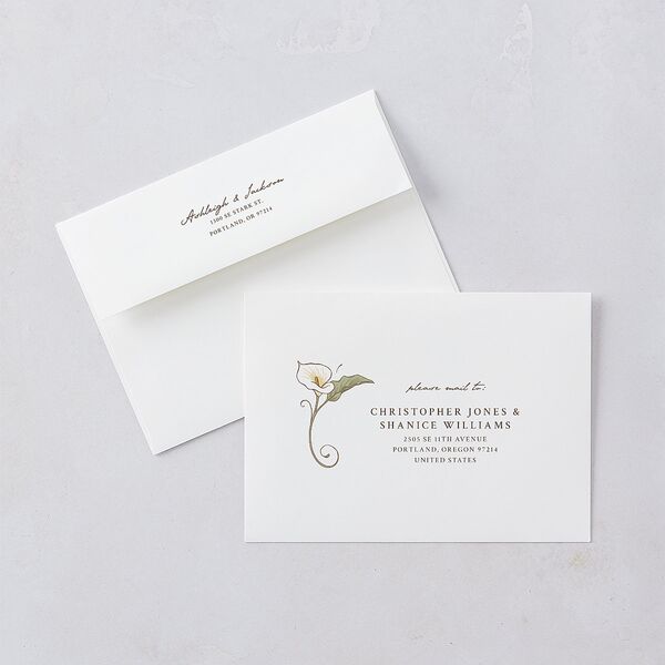 Calla Lily Nouveau Engagement Party Invitations Champagne Signature Blank Standard