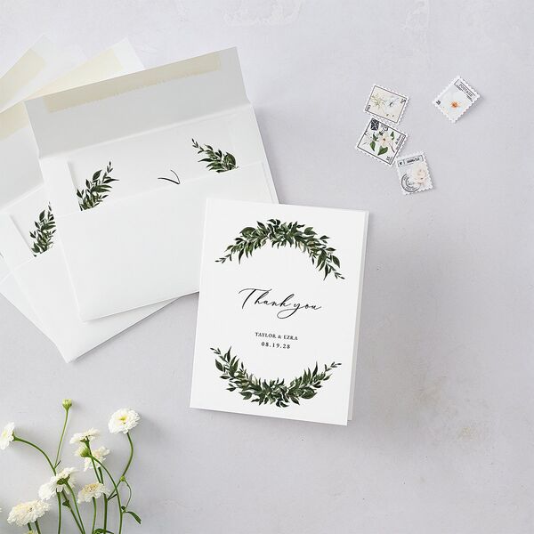 Rich Greenery Thank You Cards Hunter Green