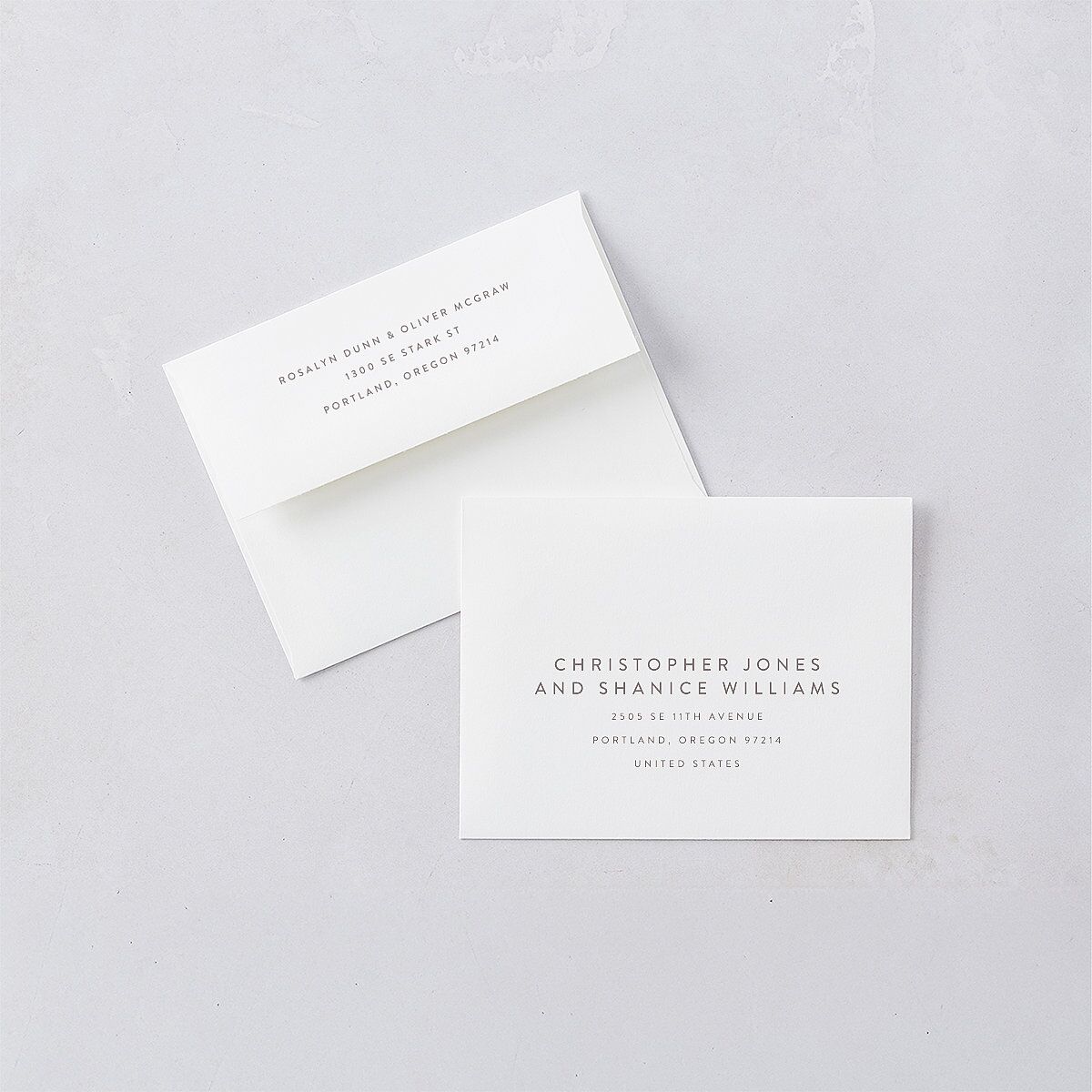 Painted Desert Thank You Card Envelopes White Dusty Rose Both Recipient and Return Addresses Signature Standard