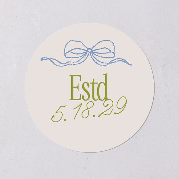 Modern Delicate Bows Wedding Stickers Peridot Circle